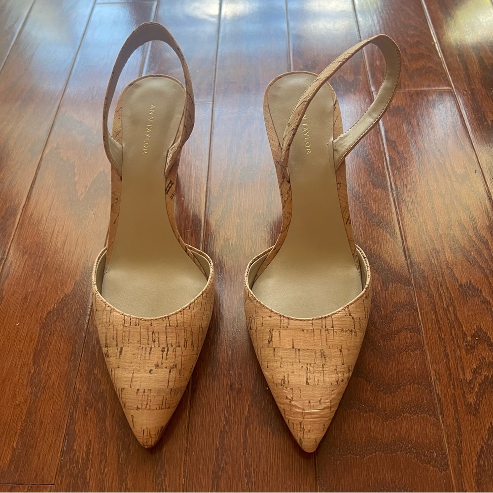 Ann Taylor Cork Slingback Heels